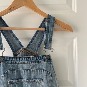Distressed Denim Overalls